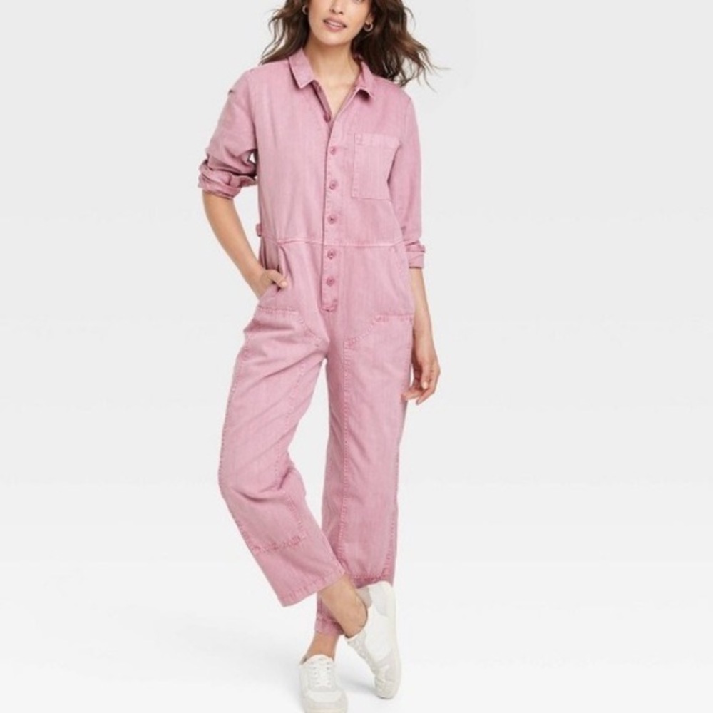 Women's Long Sleeve Button-Front Boilersuit - Universal Thread, 14 NWOT